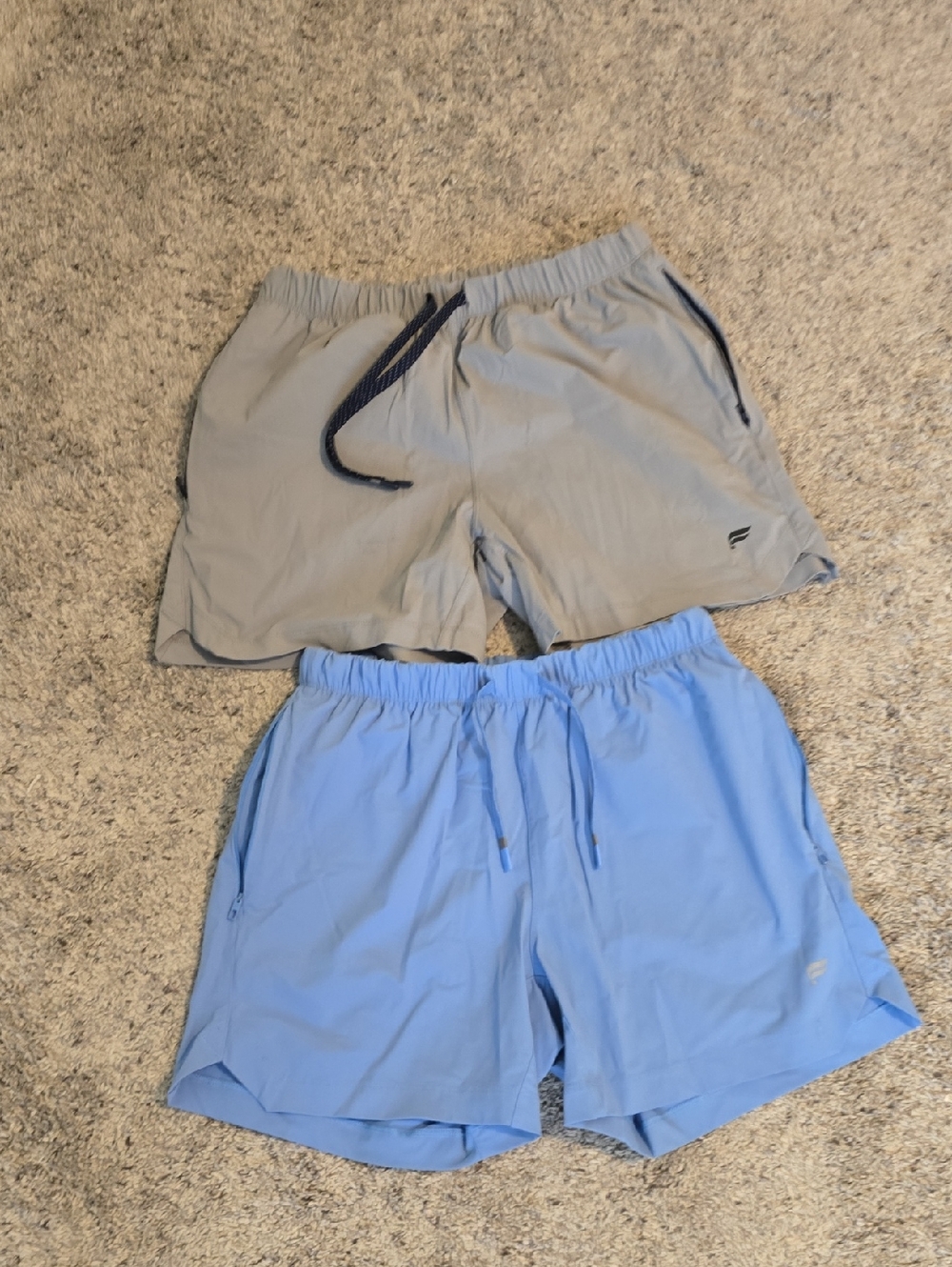 Fabletics Light Gray and Sky Blue Men’s Athletic Shorts